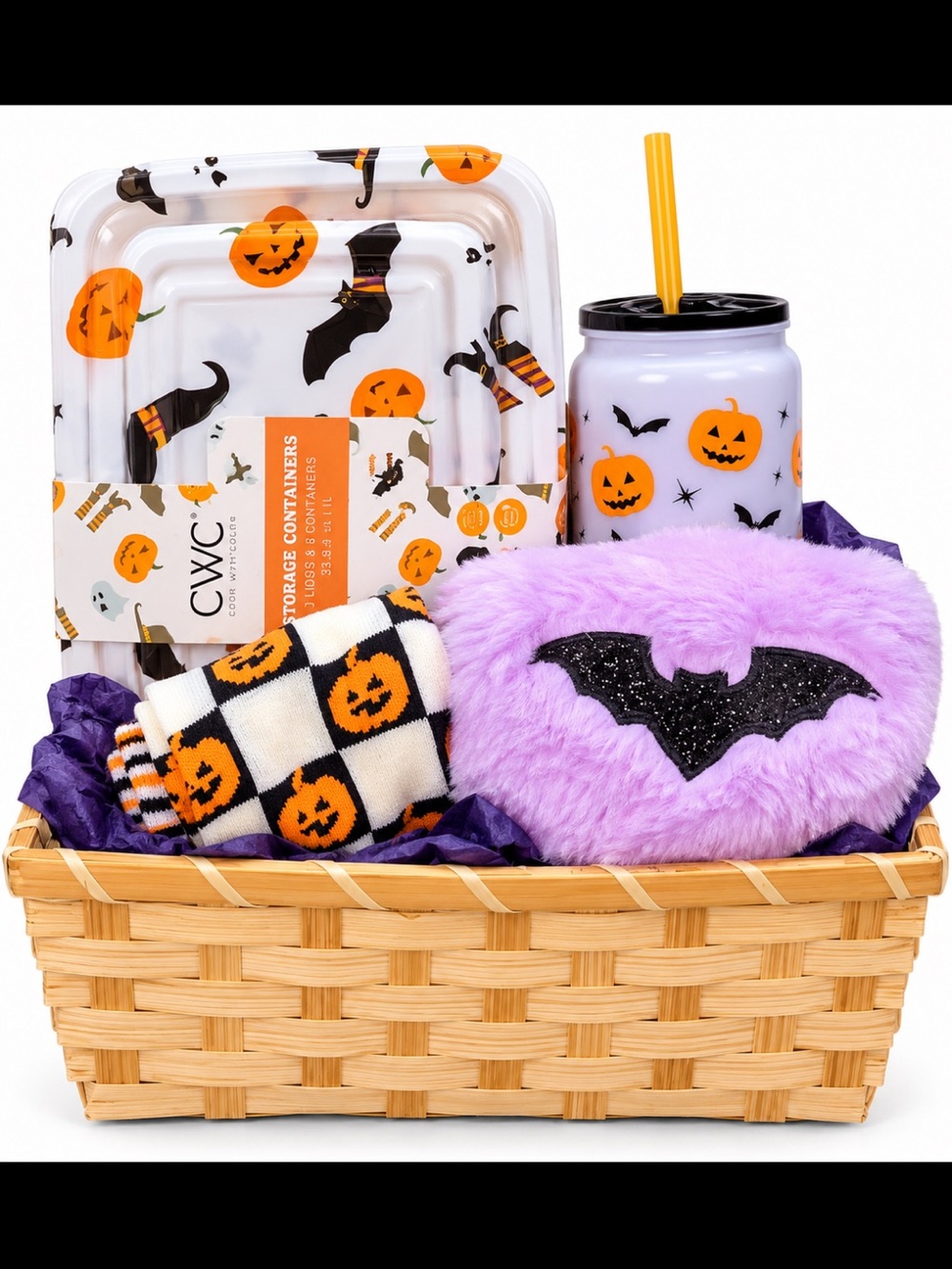 Halloween - Purple Pumpkin & Bat Theme
